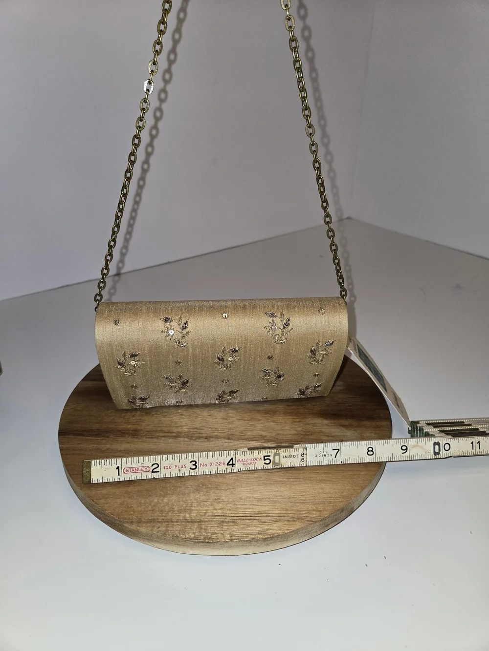 fabindia Gold Embroidered Satin Crossbody Clutch